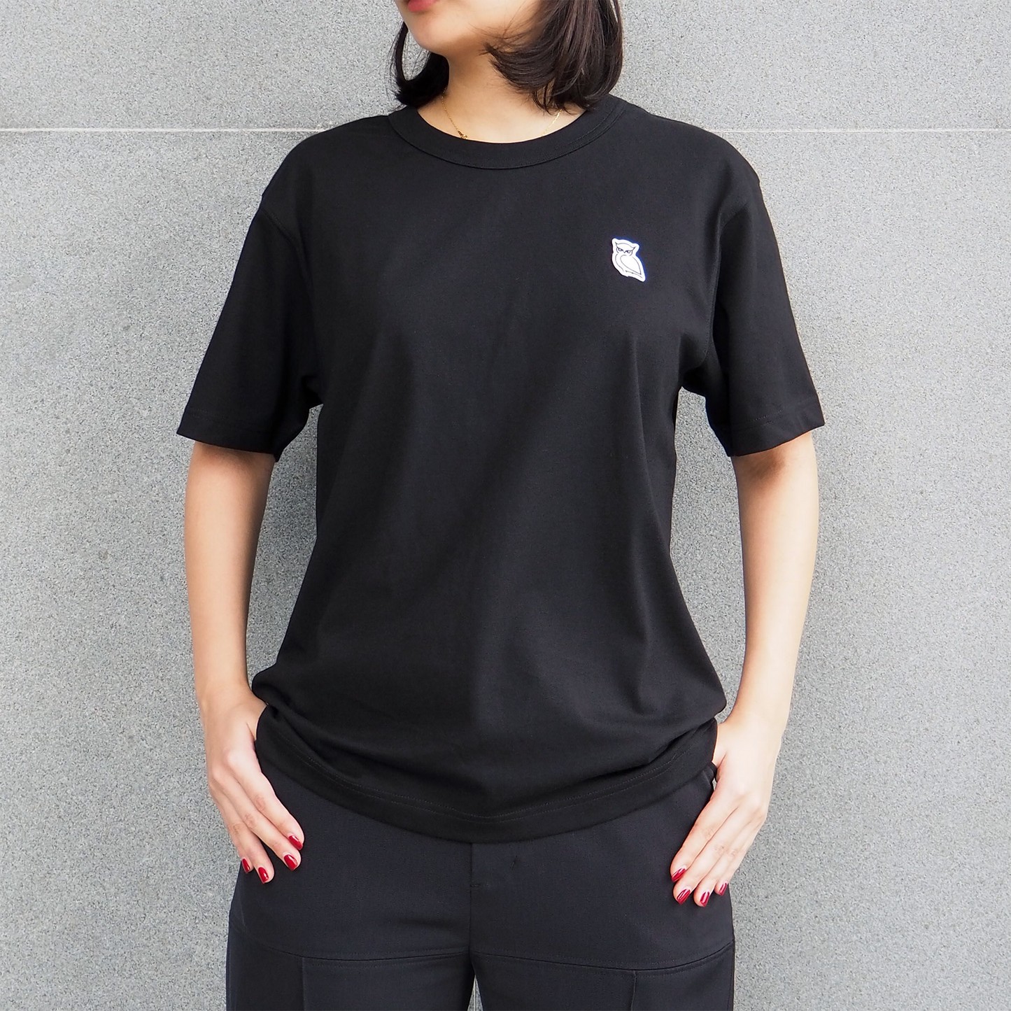 OWL PATCH T-SHIRT (UNISEX) / BLACK