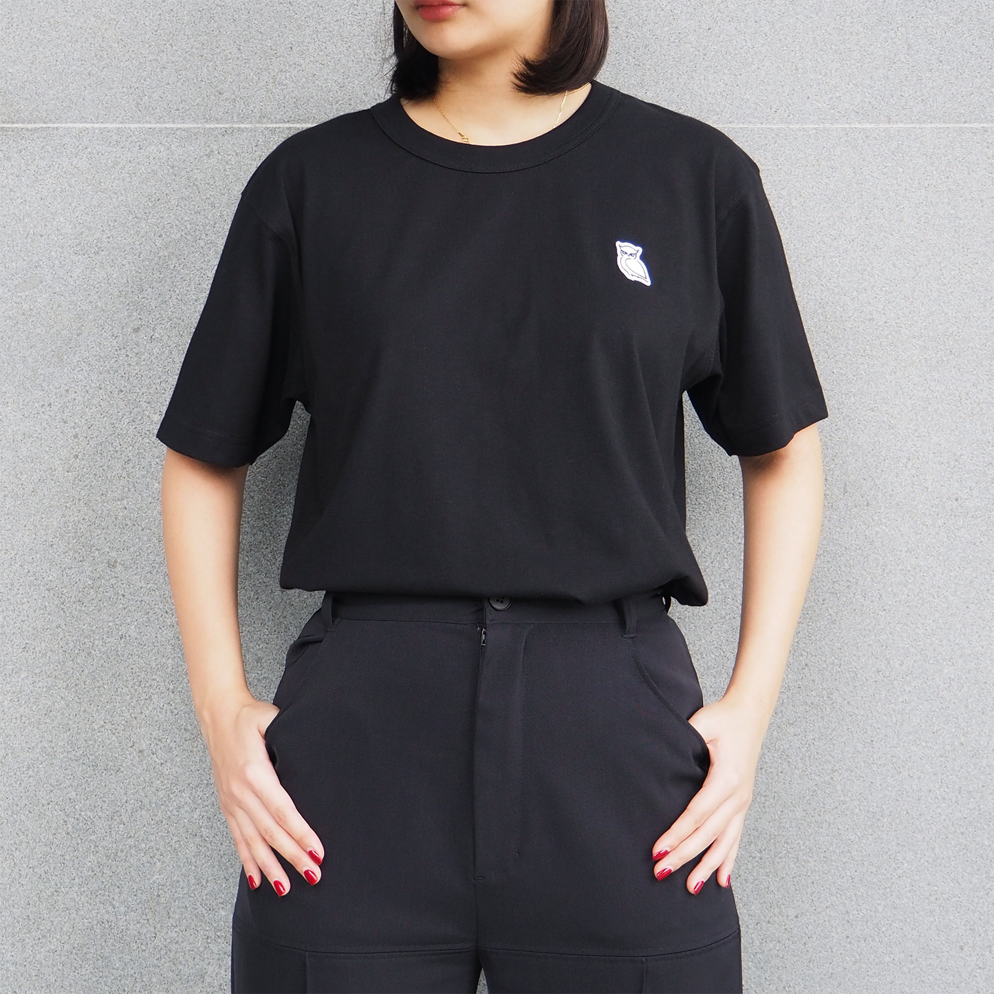 OWL PATCH T-SHIRT (UNISEX) / BLACK