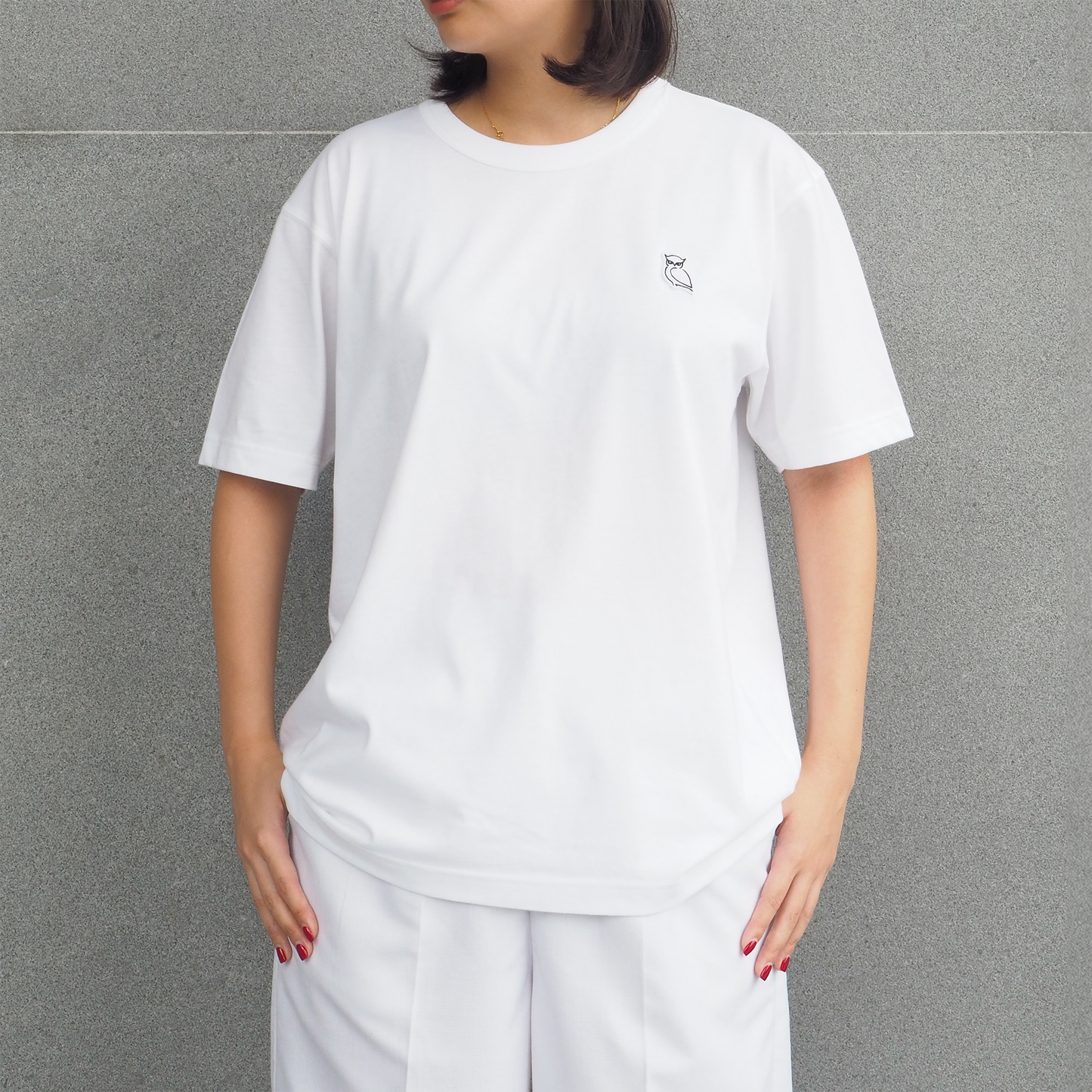 OWL PATCH T-SHIRT (UNISEX) / WHITE