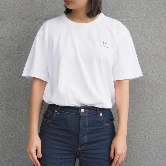 OWL PATCH T-SHIRT (UNISEX) / WHITE